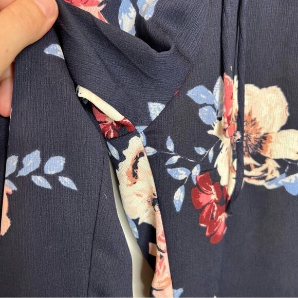 About a Girl Womens Size Small Blue Floral Jogger Pants Pull On Pink Casual - Picture 5 of 10